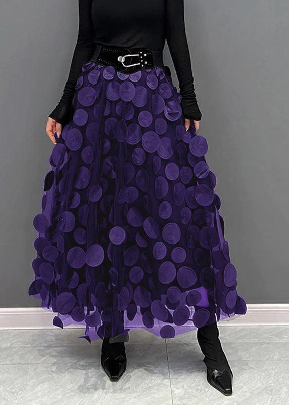 Feminine A-line polka dot tulle midi skirt for women. Stylish and elegant for any season.