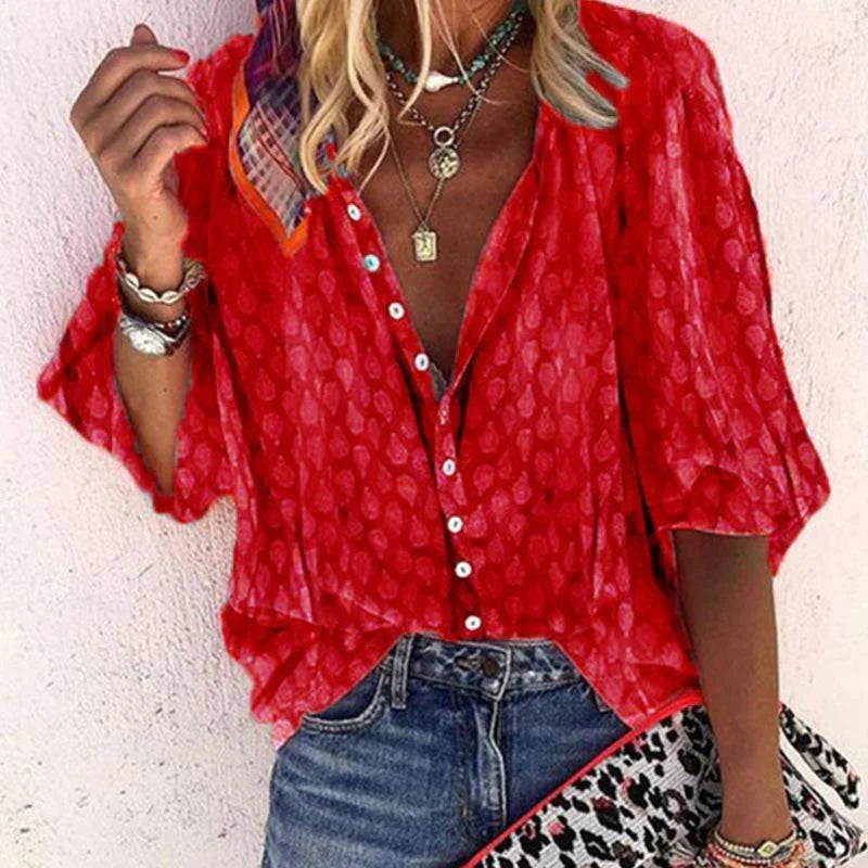 Comfortable women's relaxed fit blouse, airy for summer. Casual short sleeve top, great for spring outfits and versatile fashion.