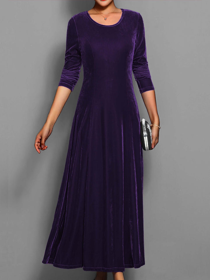 Velvet long sleeve midi dress for women, an elegant choice for formal parties, evening events, or cocktail attire.