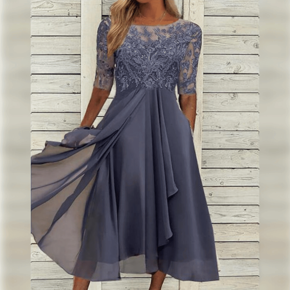 Fashionable women's midi dress, designed for versatility. An elegant choice for parties or an everyday casual look.