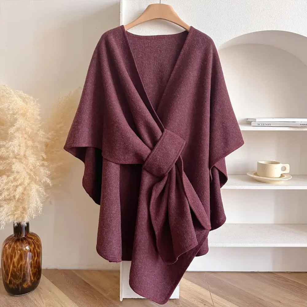 Stay warm in this elegant women's windproof poncho shawl coat, perfect for fall & winter fashion.