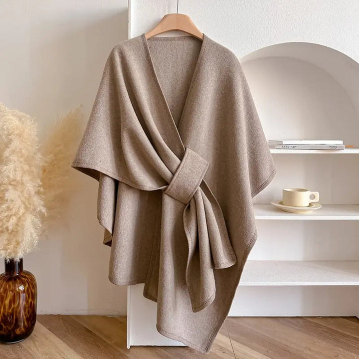Women's elegant and cozy poncho shawl coat, windproof and stylish for fall & winter outerwear.