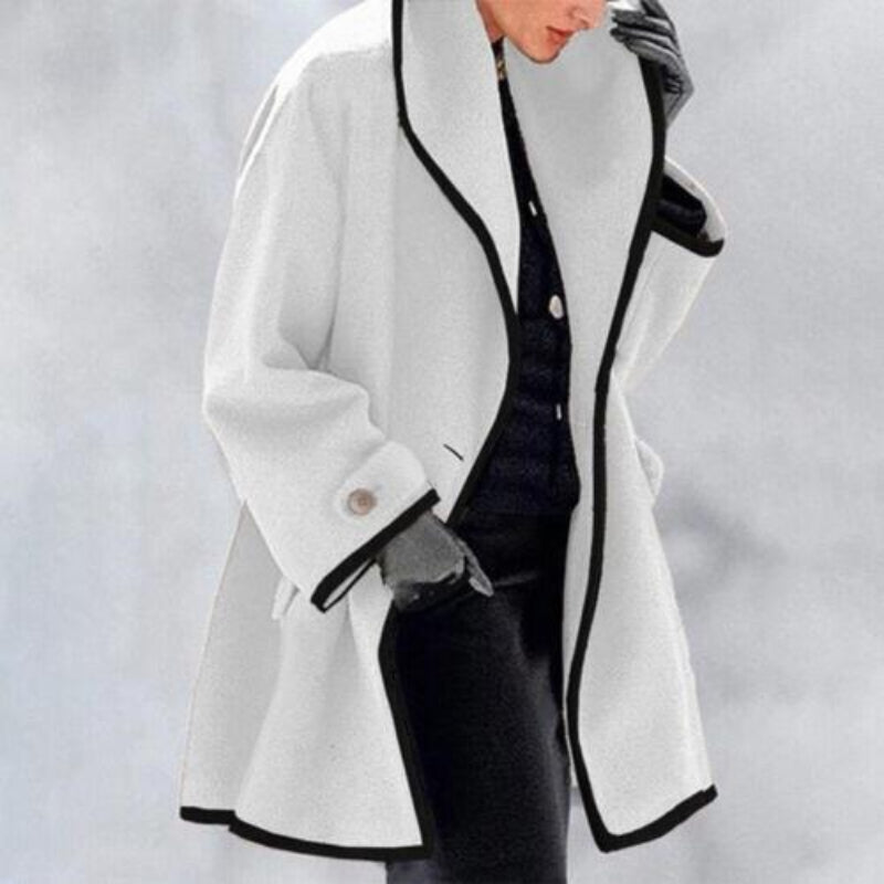 Sophisticated women's long wool blend double button trench coat, perfect for elegant winter fashion.