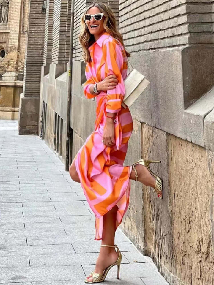 Elegant women's wrap midi dress for summer. Flattering, breathable, perfect for day or evening wear.