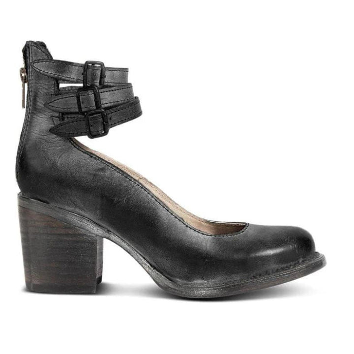 "Elegant women's block heel ankle boots in black, with round toe and back zipper, perfect for chic and comfortable wear."