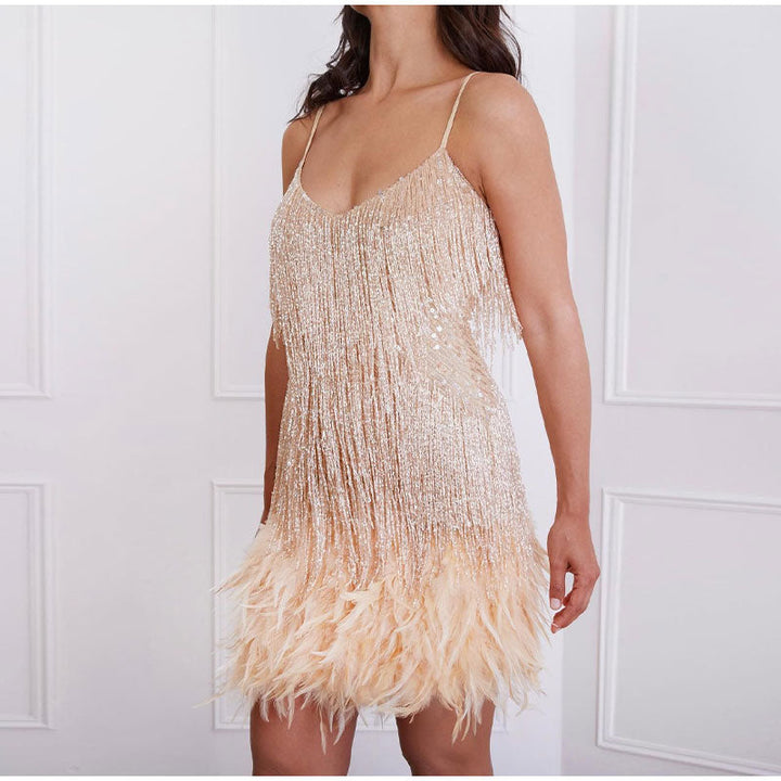 "Elegant women's cocktail dress with figure-hugging silhouette, perfect for formal events and special occasions."