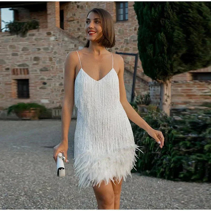 "Elegant women's cocktail dress with figure-hugging silhouette, perfect for formal events and special occasions."