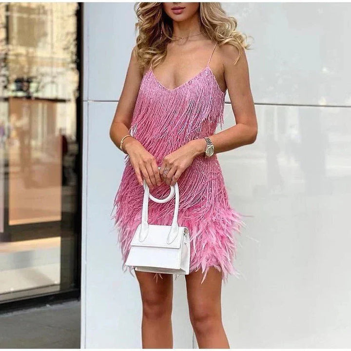 "Elegant women's cocktail dress with figure-hugging silhouette, perfect for formal events and special occasions."