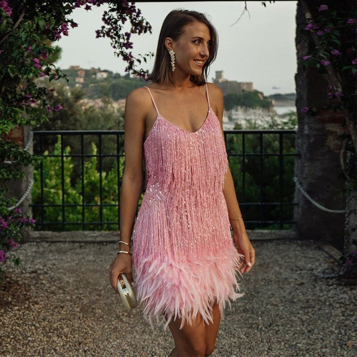 "Elegant women's cocktail dress with figure-hugging silhouette, perfect for formal events and special occasions."