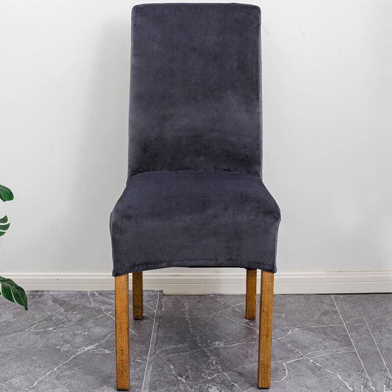 Elegant XL stretch velvet dining chair cover in camel, showcases plush velvet texture, ideal for home or events, fits armless