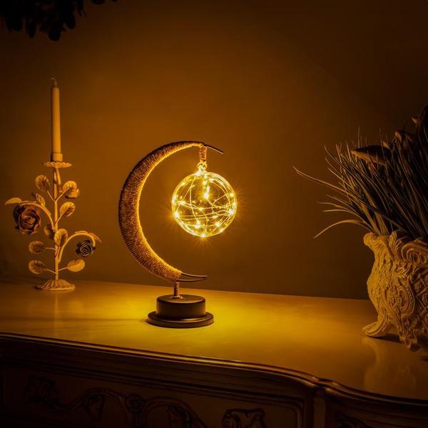 Battery-powered LED moon lamp, perfect unique gift for home decor, creating a magical ambient night light.