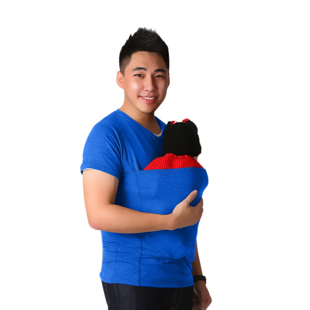 Stylish babywearing t-shirt, CarryEase, designed for comfortable and secure support of newborn babies.