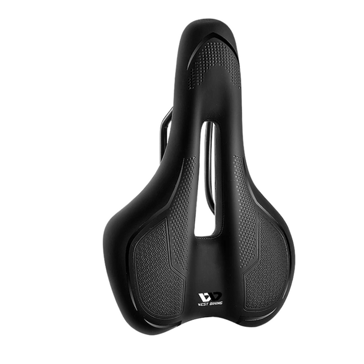 "Ergonomic bike saddle for city, road, and touring bikes, featuring high comfort, universal fit, and sleek design."