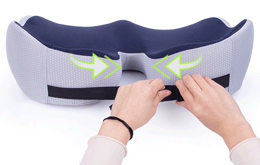 "Ergonomic men's memory foam seat cushion in grey, supports hips and back, perfect for office chairs and car seats."