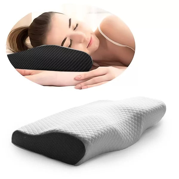 "Ergonomic orthopedic cervical pillow for neck and shoulder pain relief with memory foam and breathable fabric."