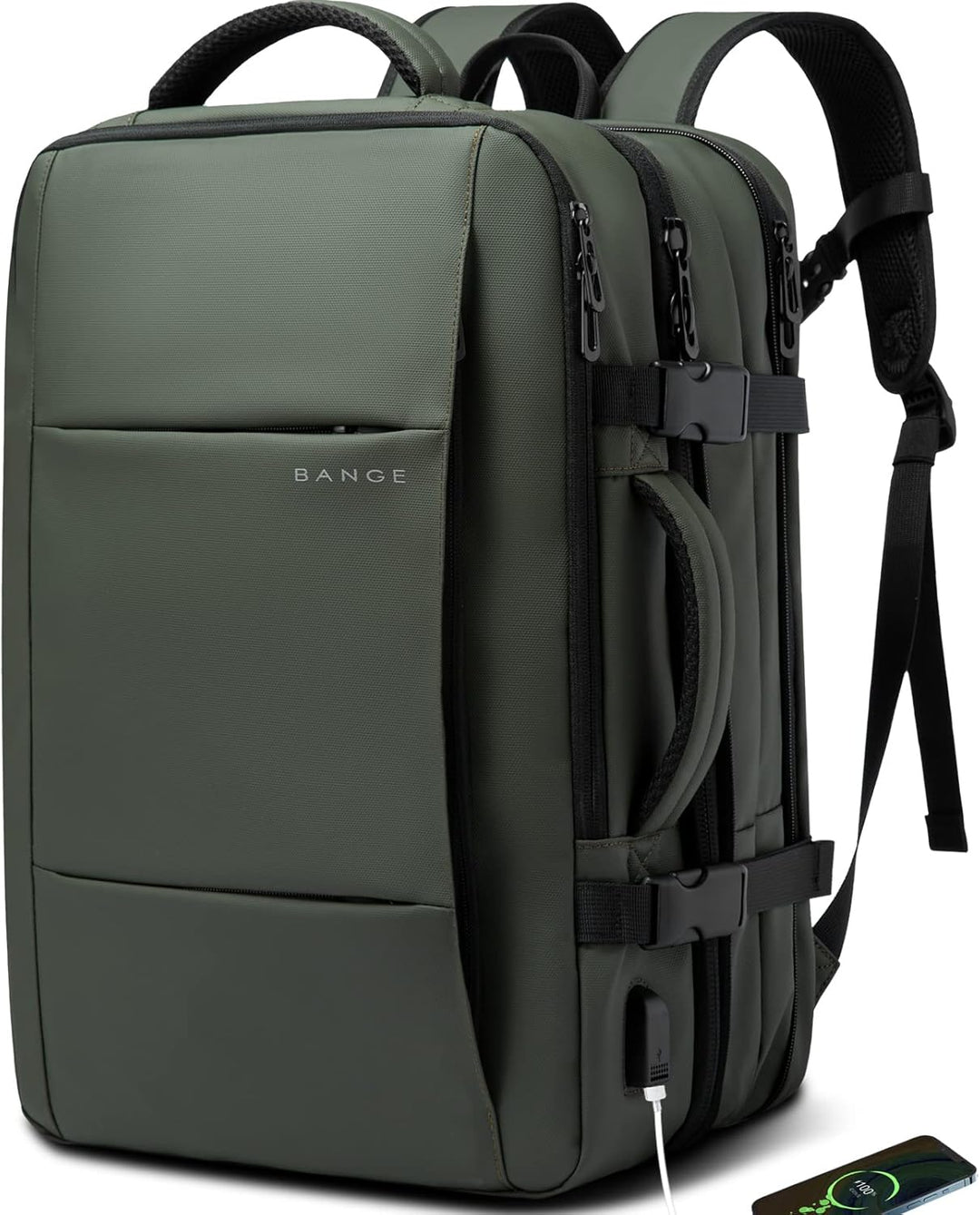 Men's expandable travel backpack with spacious 45L capacity & waterproof protection. Perfect for adventure.