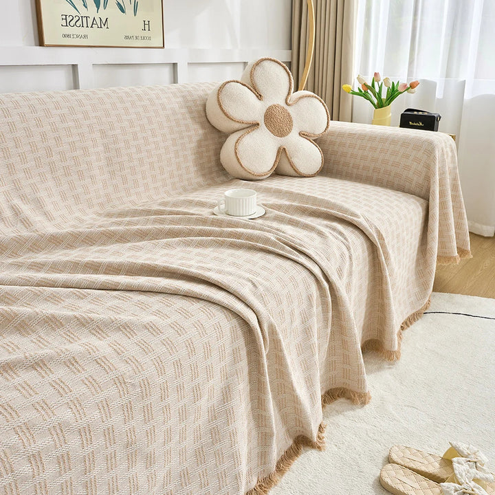 Versatile extra large reversible sofa cover for living rooms, offering two looks. Pet-friendly furniture protector & easy care.