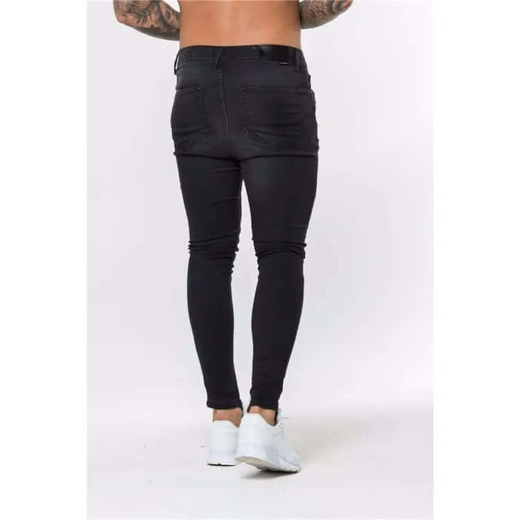 Men's Skinny Biker Jeans with Zippers