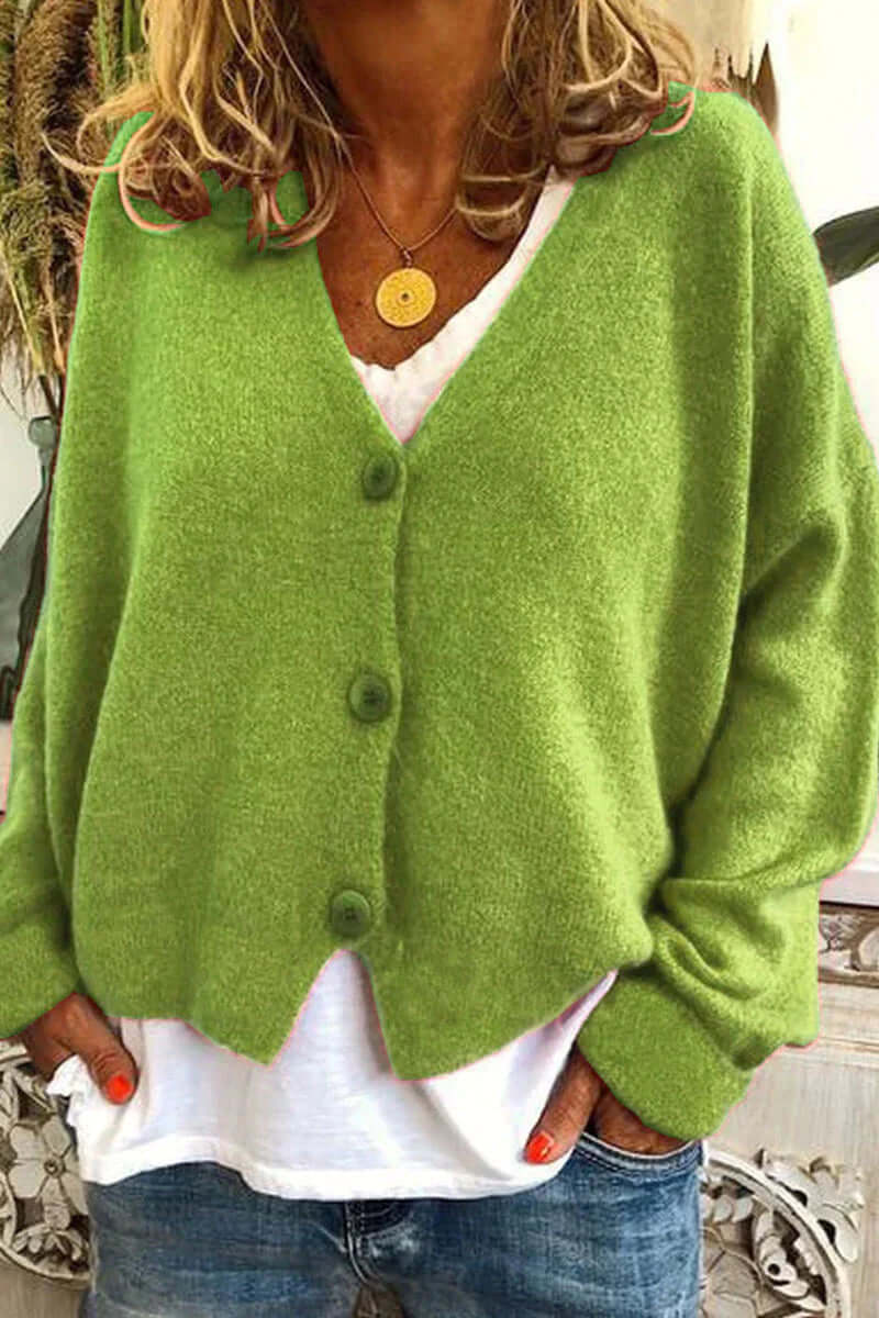 Knitted Patchwork V-Neck Women's Cardigan