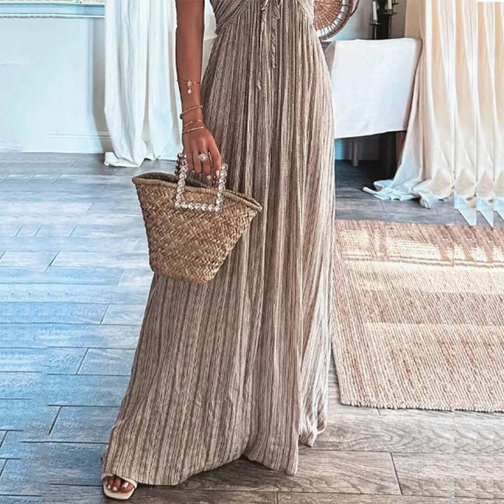 Summer Sleeveless Pleated Maxi Dress