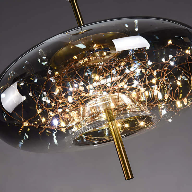 Brown Glass Pendant Light with Multiple Lights