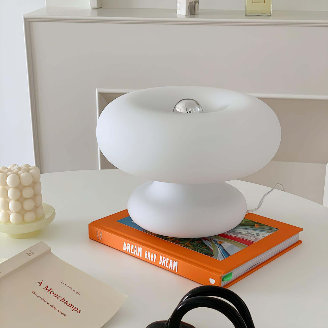 Modern Round Table Lamp with Metal Accent
