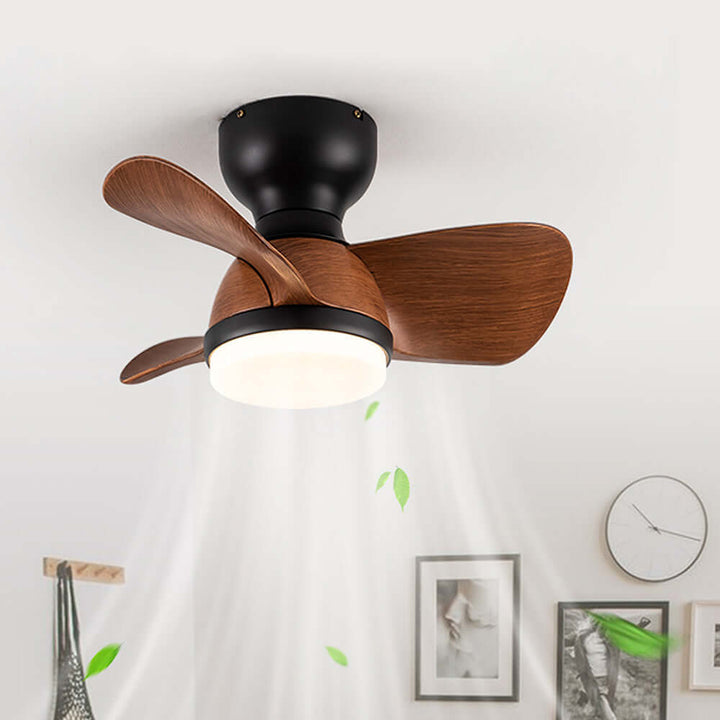 Modern Wooden Ceiling Fan with LED Light