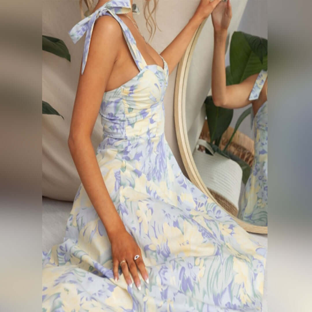 Elegant Floral Midi Dress - Summer Dress