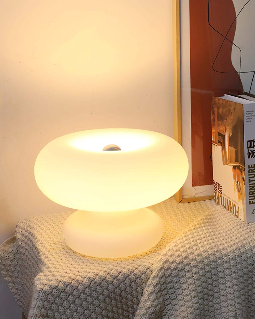 Modern Round Table Lamp with Metal Accent