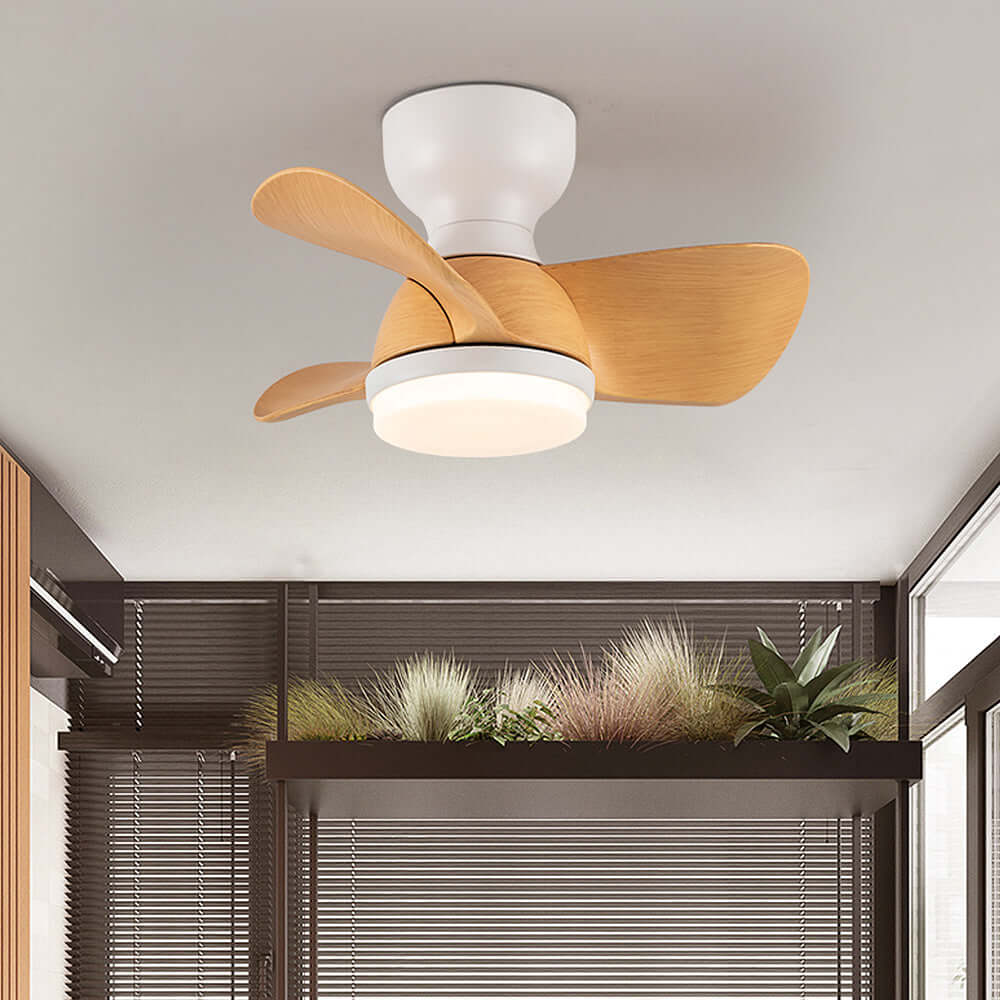 Modern Wooden Ceiling Fan with LED Light