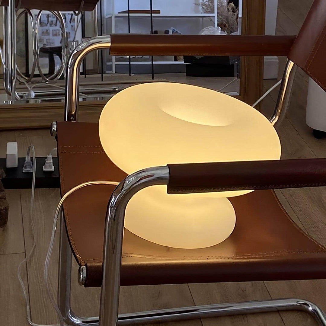 Modern Round Table Lamp with Metal Accent