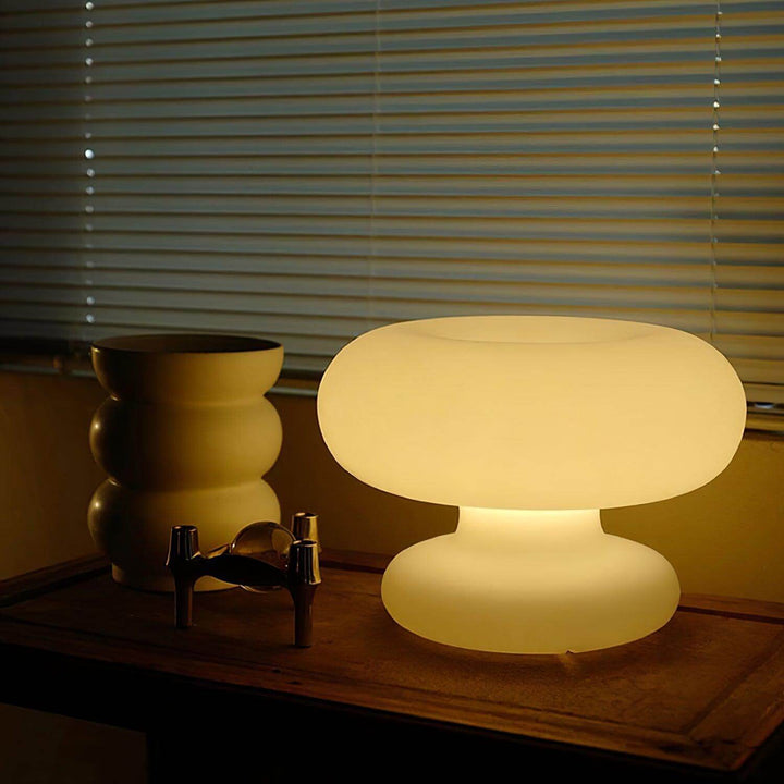 Modern Round Table Lamp with Metal Accent