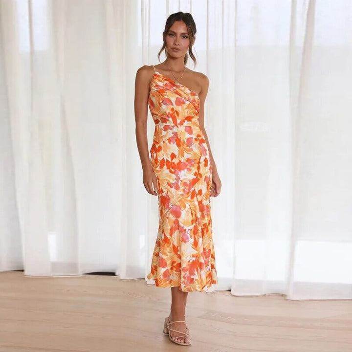Elegant One-Shoulder Midi Dress