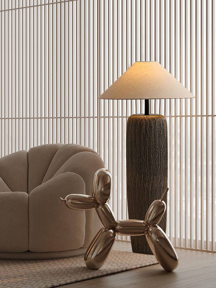 Rustic Wood Floor Lamp with Metal Accents