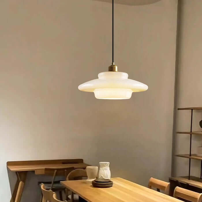 Modern White Glass Pendant Light Fixture