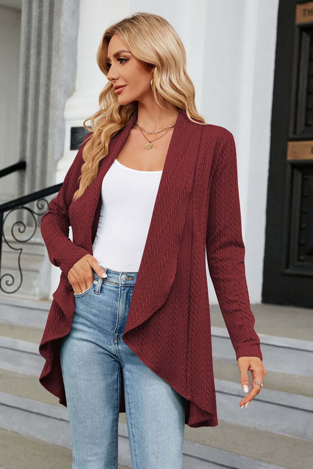 Women's Casual Longline Open Cardigan