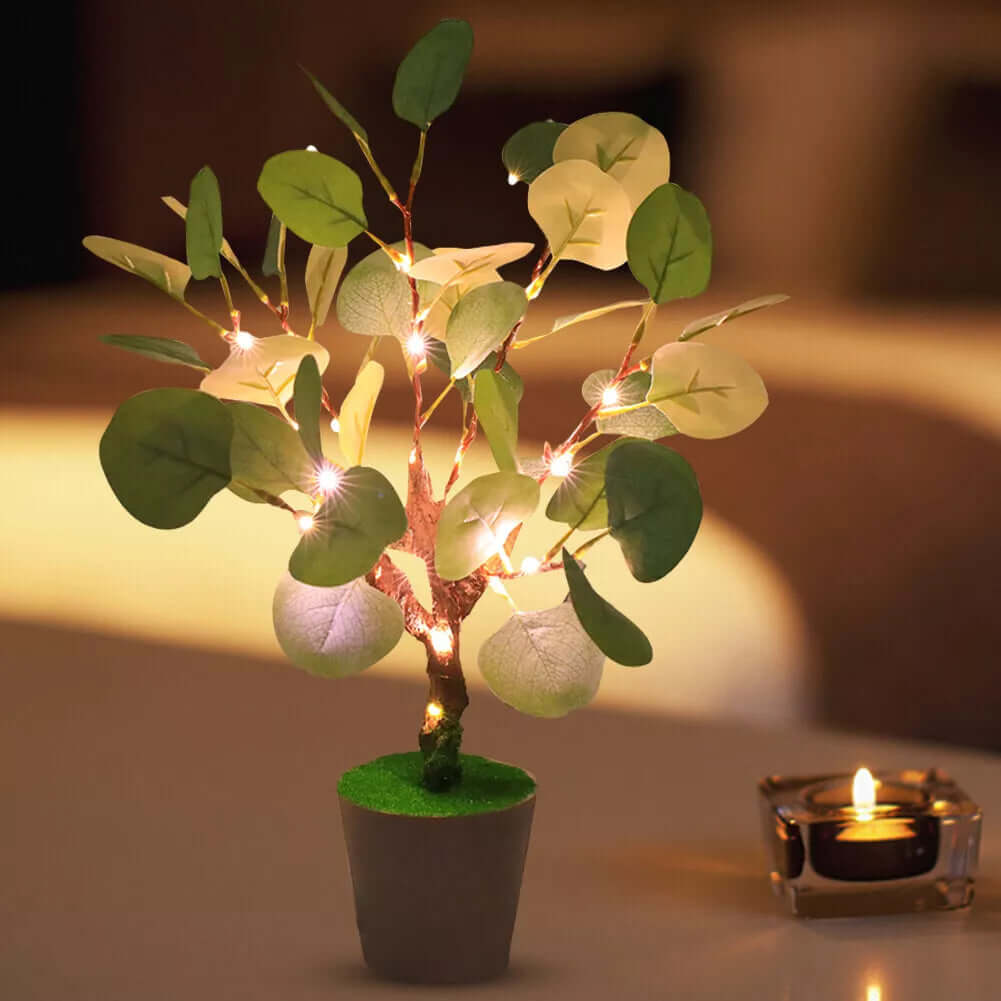 LED Branch Night Light with Decorative Pot