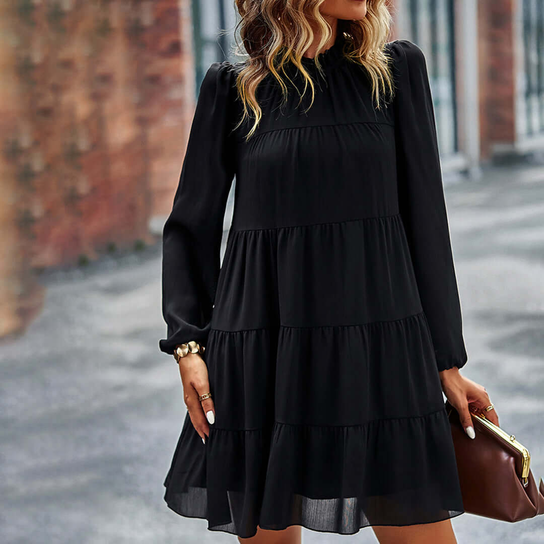 Tiered Ruffle Collar Dress - Modern