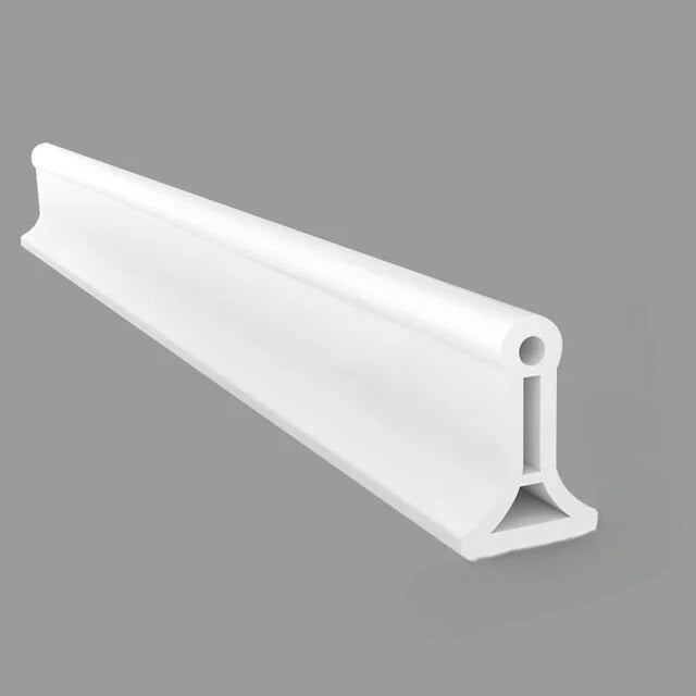 "Flexible waterproof silicone shower seal for leak prevention, shown in sleek design, ideal for bathroom water barrier."