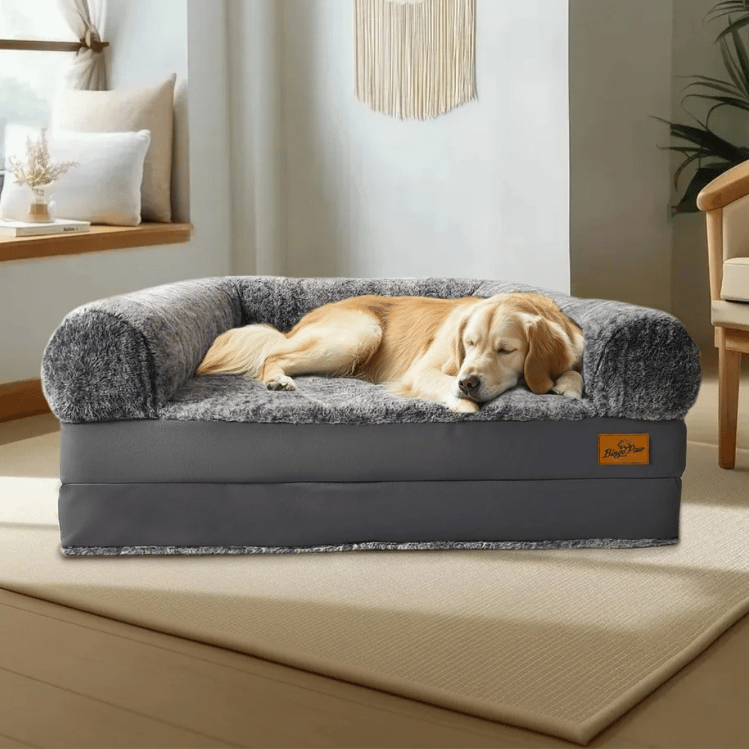 Foldable calming pet bed with plush bolsters, ideal for bonding with pets. Lightweight, spacious, and easy to maintain.