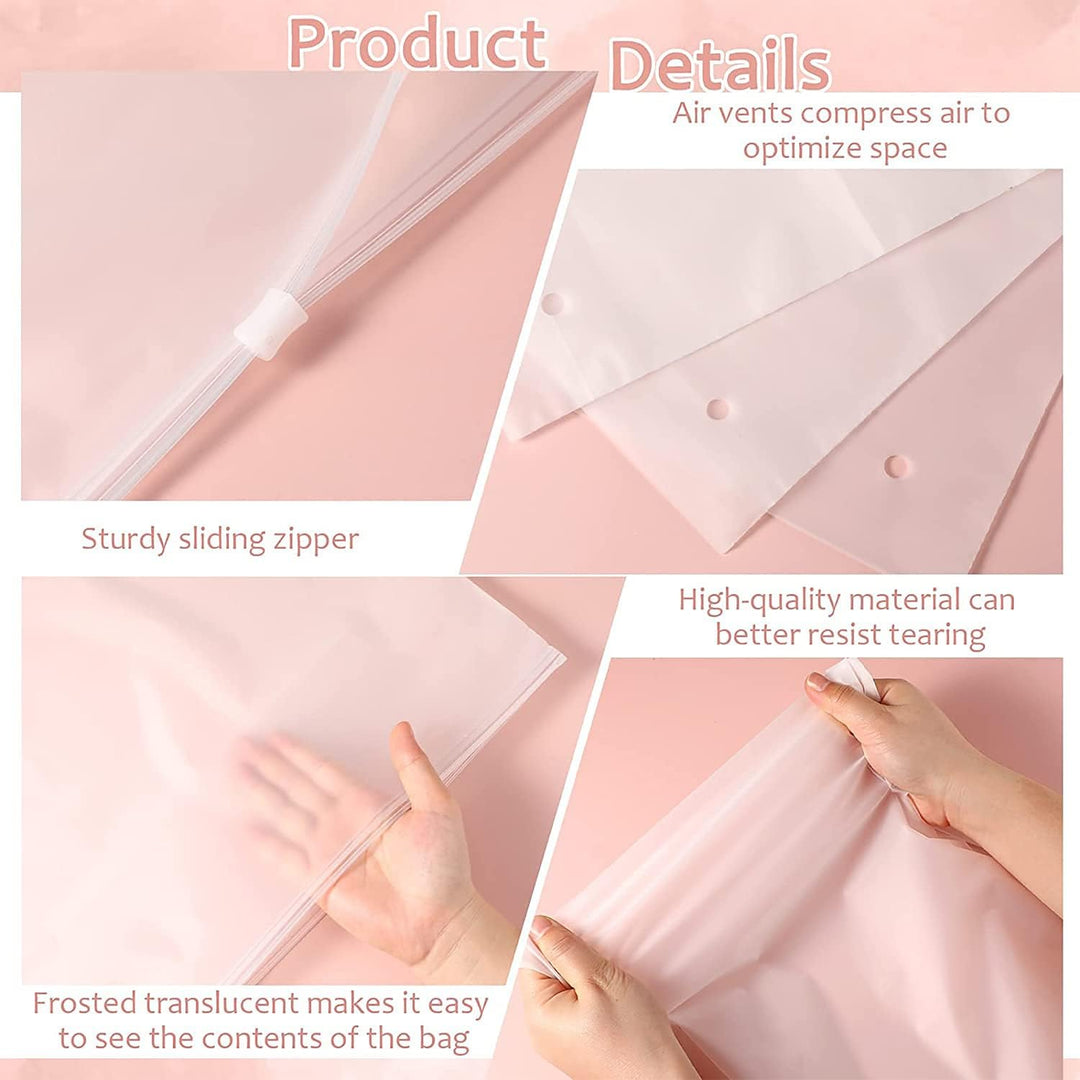 Easy-use frosted zip clothing protector sleeves, 20 reusable plastic bags.