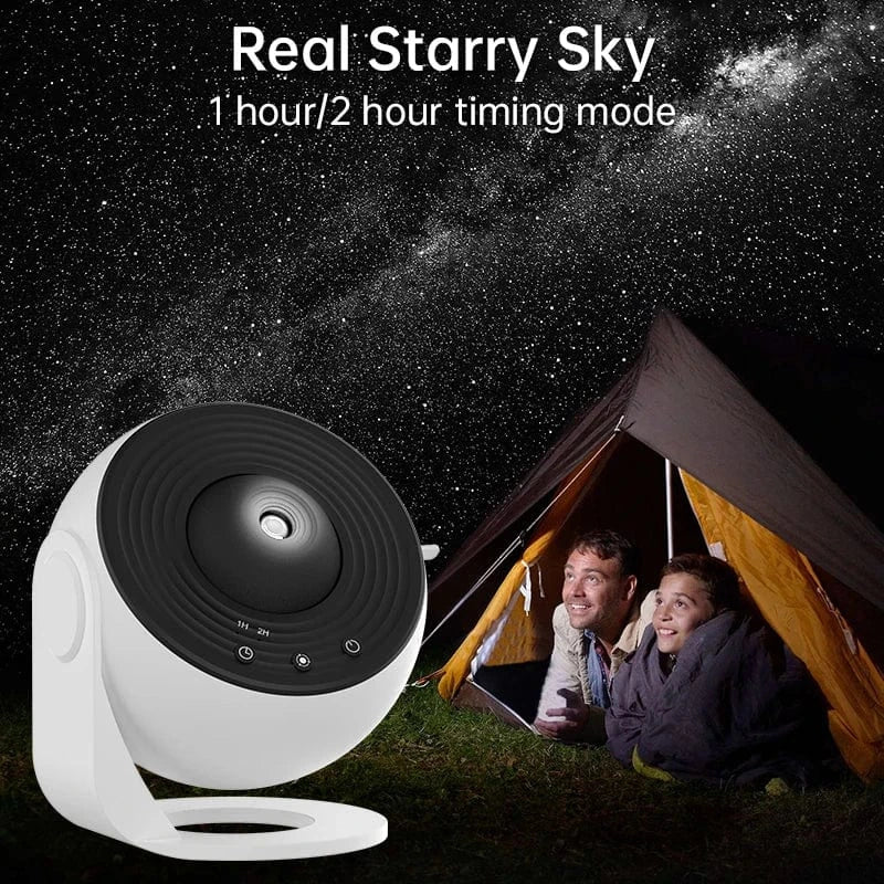 "Galaxy light projector with starry sky display, perfect for creating relaxing ambiance in any room."