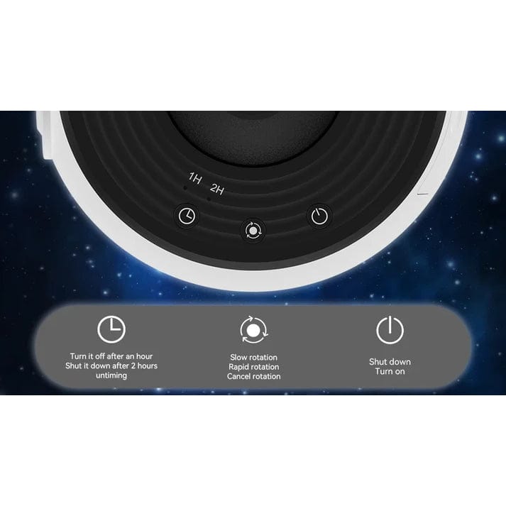 "Galaxy light projector with starry sky display, perfect for creating relaxing ambiance in any room."