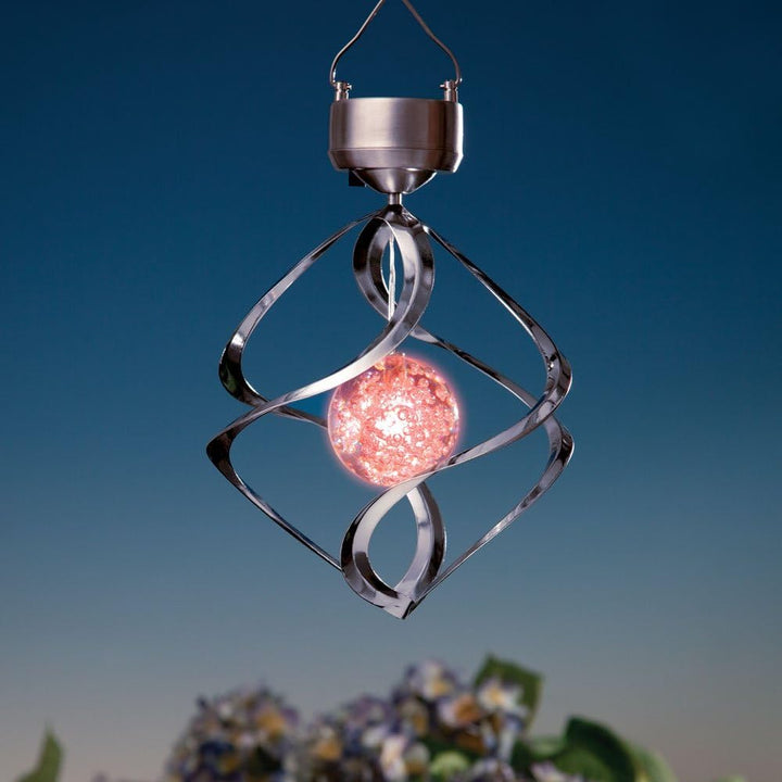 "Garden Colour-Changing Solar Wind Chimes with LED Lights, showcasing vibrant hues and melodic features for outdoor decor"