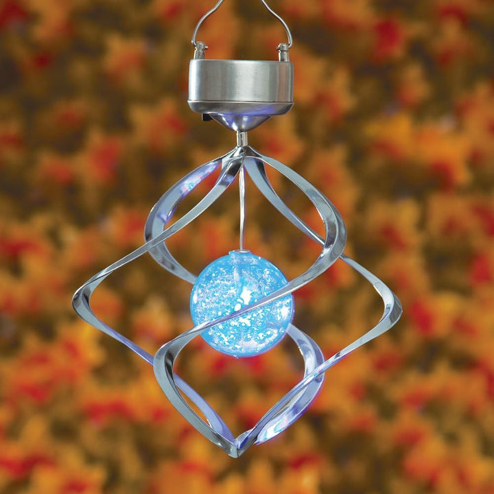 "Garden Colour-Changing Solar Wind Chimes with LED Lights, showcasing vibrant hues and melodic features for outdoor decor"