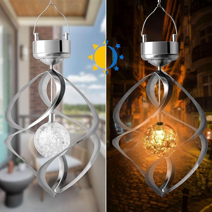 "Garden Colour-Changing Solar Wind Chimes with LED Lights, showcasing vibrant hues and melodic features for outdoor decor"