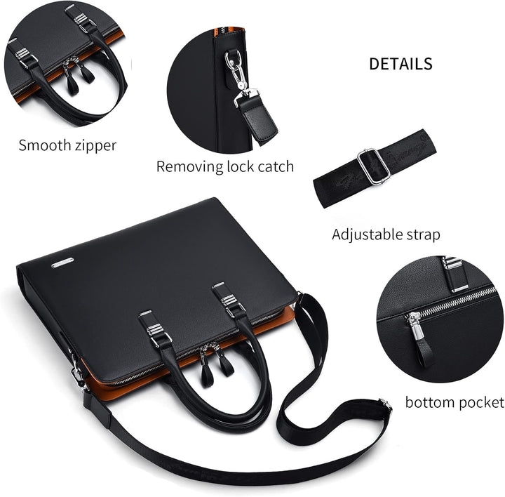 Versatile genuine leather briefcase, perfect for business, work, school, and travel.