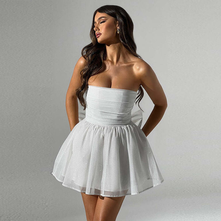 Dazzling women's sparkling mini party dress. Perfect glamorous fashion for evening events, cocktails & summer nights.