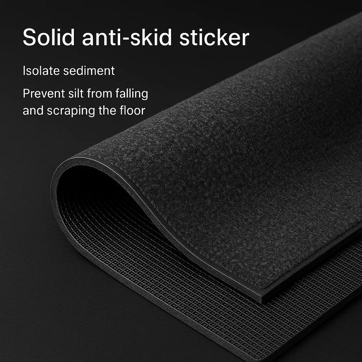 "Green non-slip heavy-duty door mat with textured surface for indoor/outdoor use, resists dirt, rain, and sun exposure."