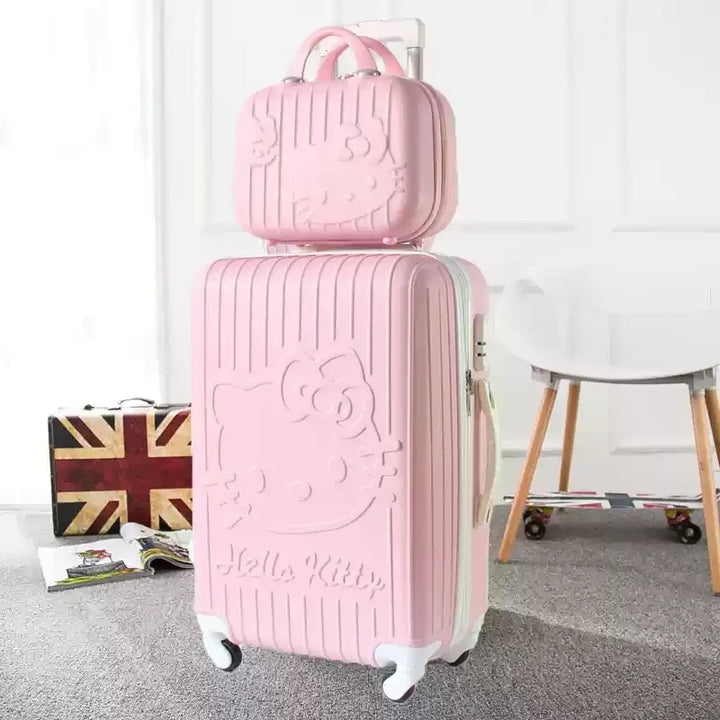 Lightweight hard shell luggage set with playful Kyoto cat design. Spinner suitcases for effortless globetrotting.